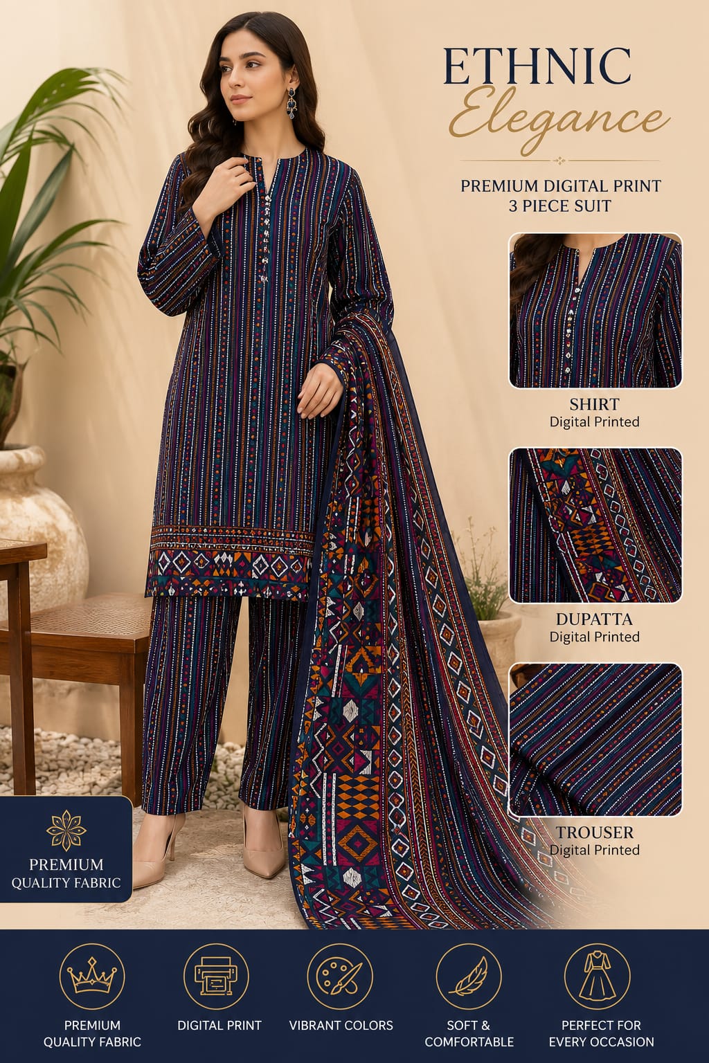 Bin Saeed Allover Printed 3PC (P114)