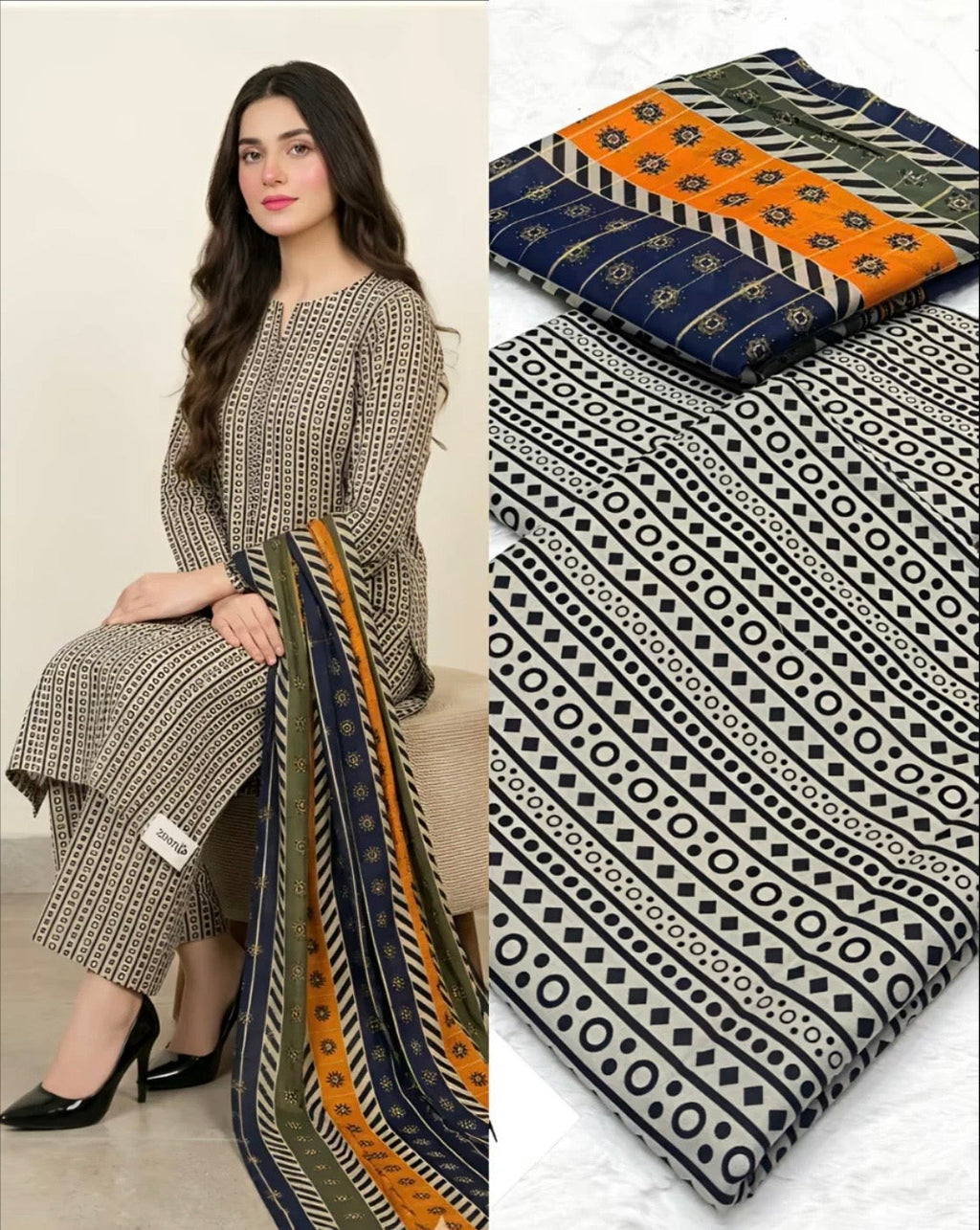 bin Saeed All over  Printed Lawn Unstitch 3PC —(P111)