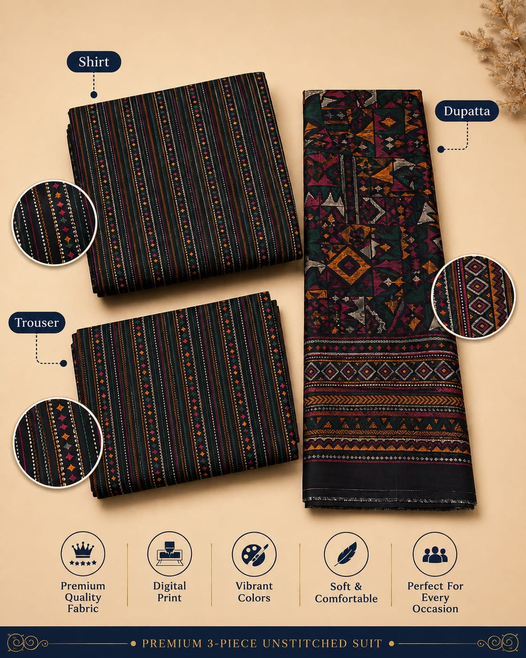 Bin Saeed Allover Printed 3PC (P188)