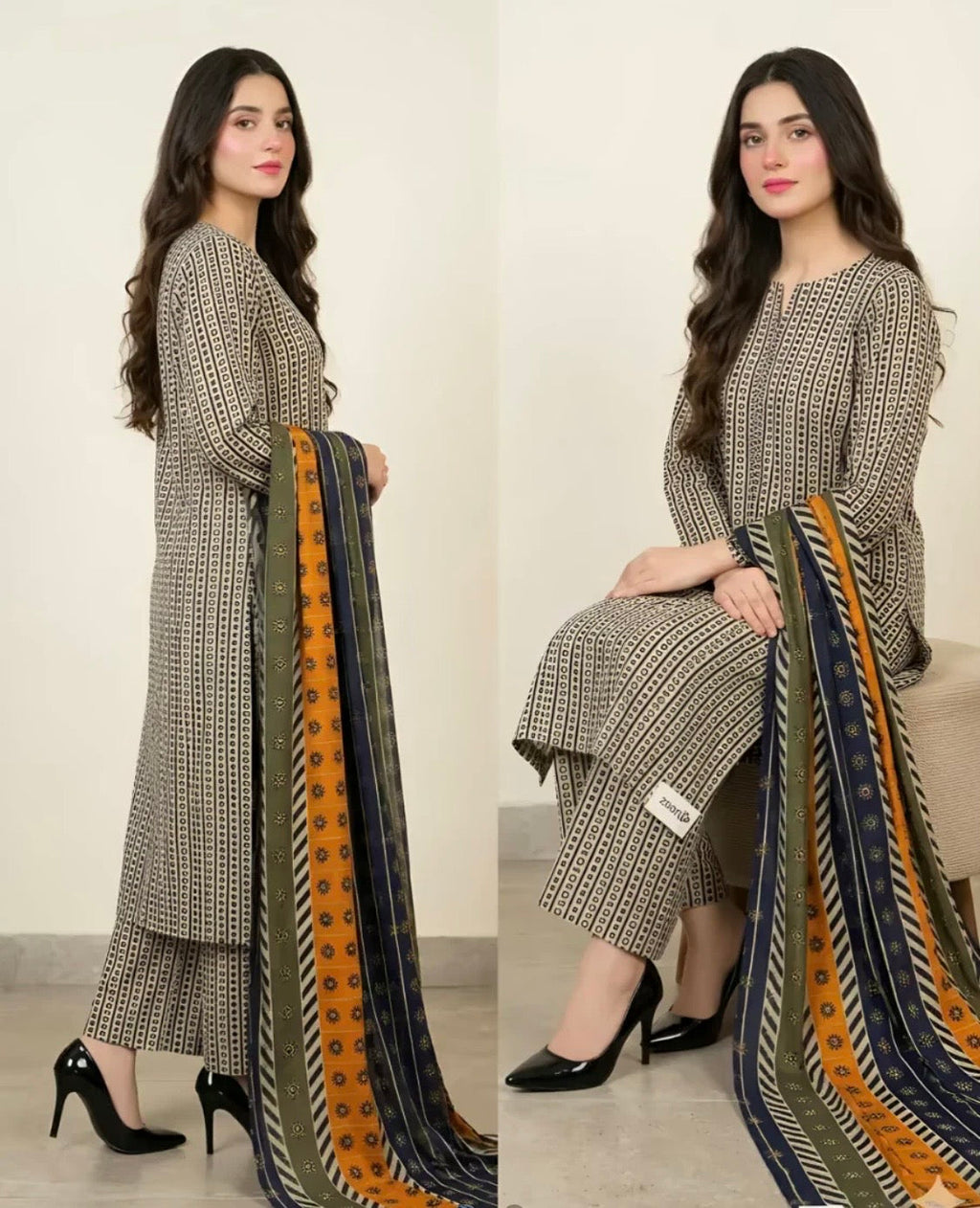 bin Saeed All over  Printed Lawn Unstitch 3PC —(P111)