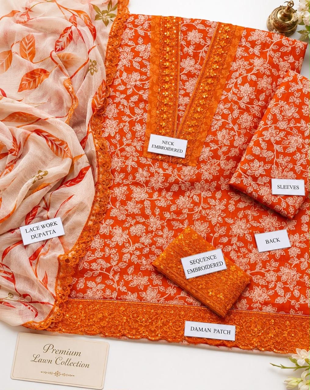Aneela’s AllOver Printed Embroidered 3Pc HS|554