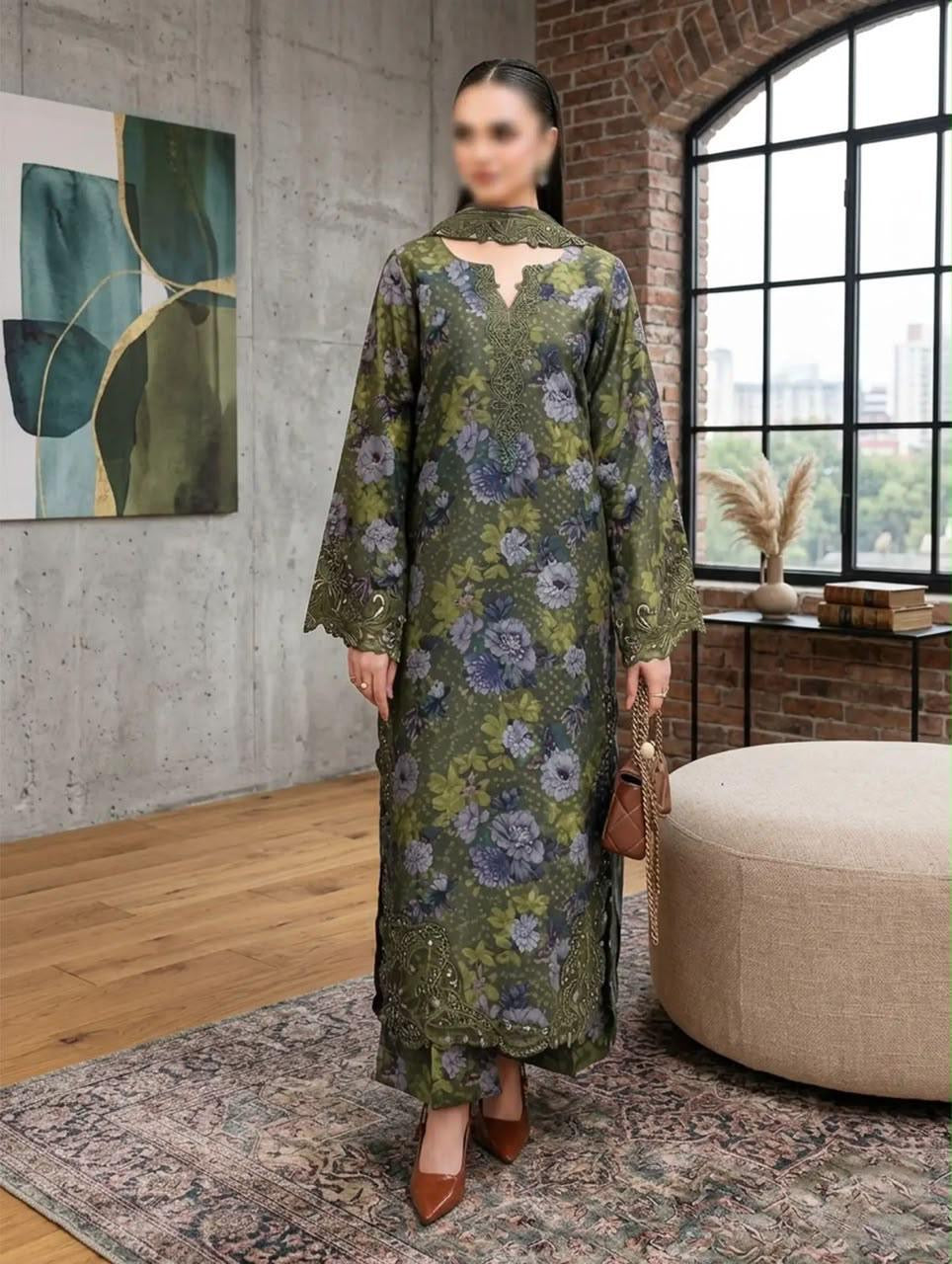 RAMSHA AllOver Printed Embroidered 3Pc HS|548