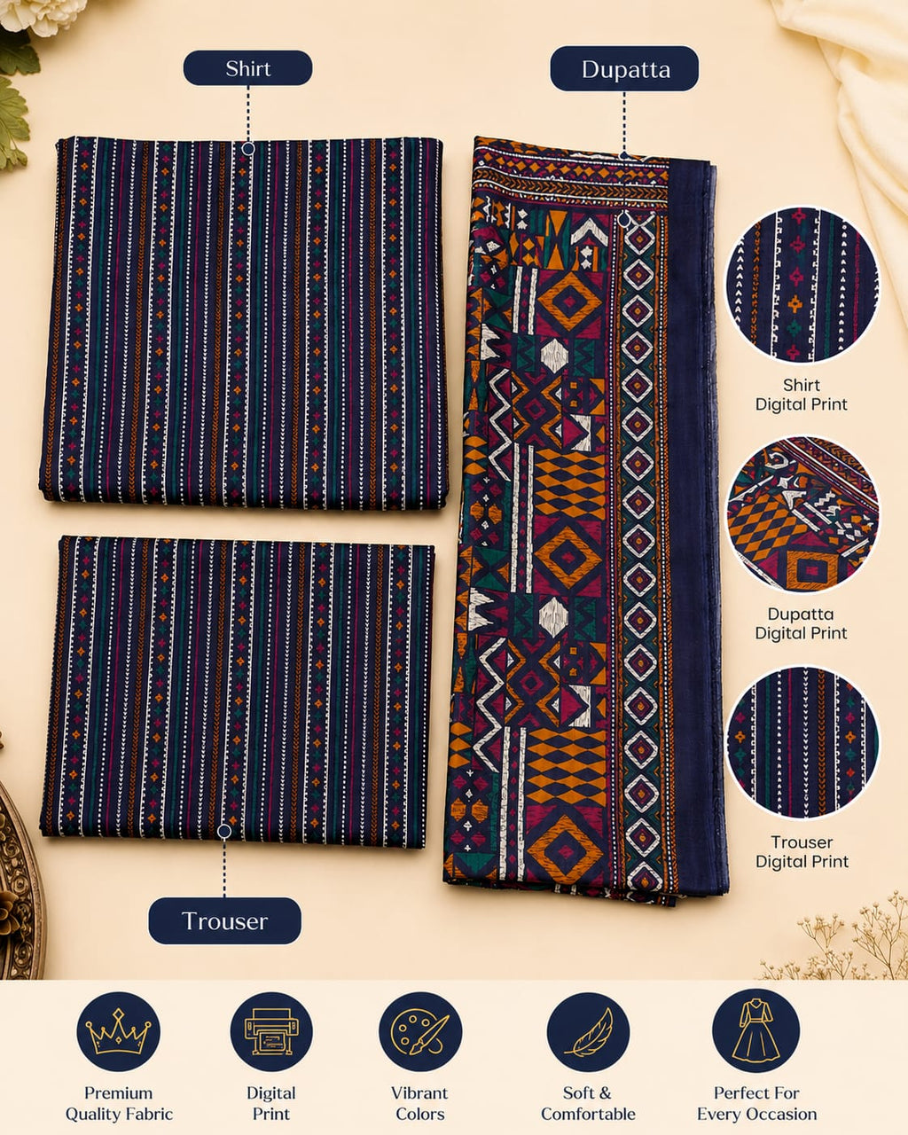 Bin Saeed Allover Printed 3PC (P114)