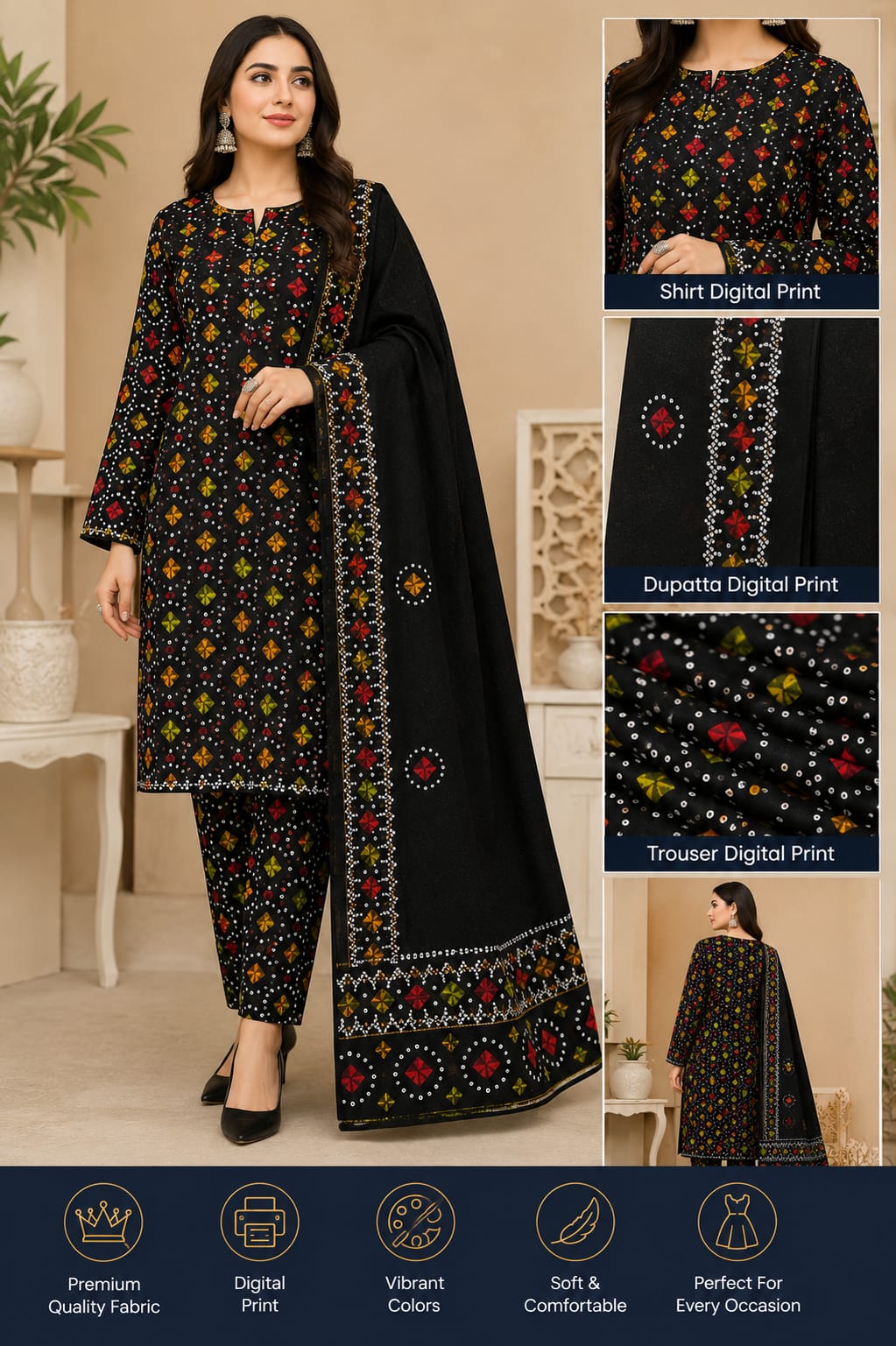 Bin Saeed Allover Printed 3PC (P119)