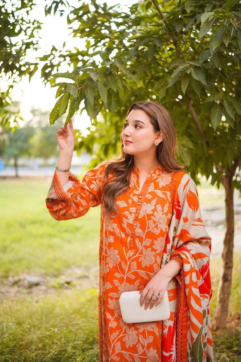 Aneela’s AllOver Printed Embroidered 3Pc HS|554